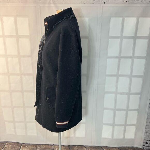 Collection B Navy Blue Speckled Velvet Trim Coat Size Large - Picture 7 of 12